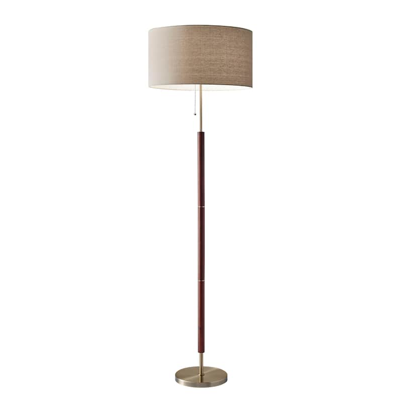 Adesso Hamilton Walnut and Antique Brass Floor Lamp
