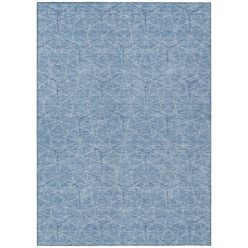 Machine Washable Indoor/ Outdoor Mosaic Geo Chantille Rug