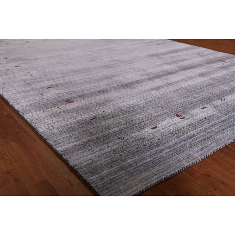 Hand Knotted Oriental 100% Wool Carpet Tribal Animal Pictorial Greys & Charcoal Gabbeh Area Rug - 9' 8'' X 7' 10''