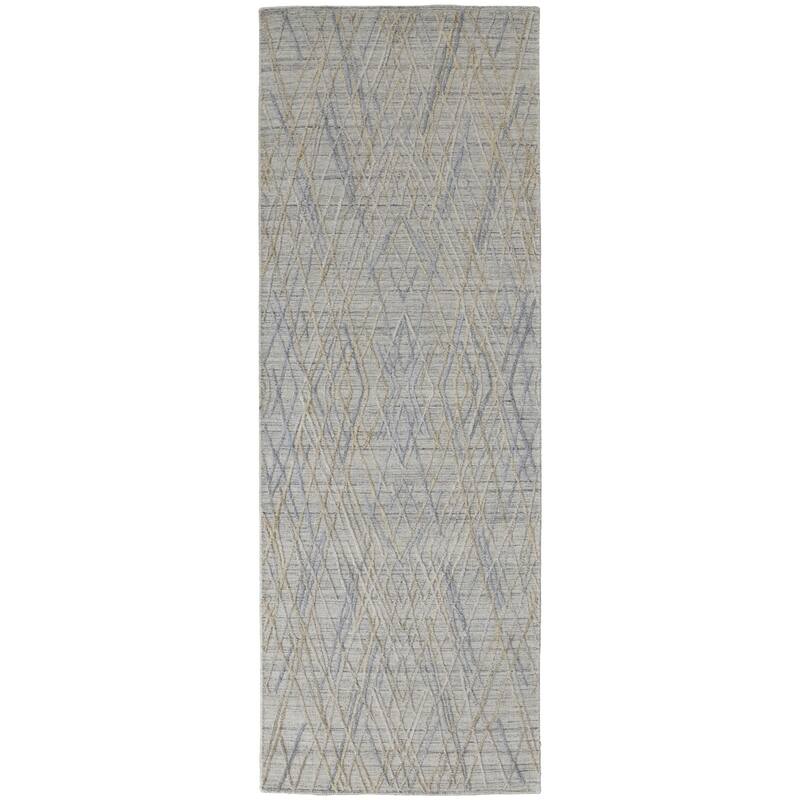 Huntley Abstract Diamond Accent Rug, High/Low, Silver Gray/Dusty Blue