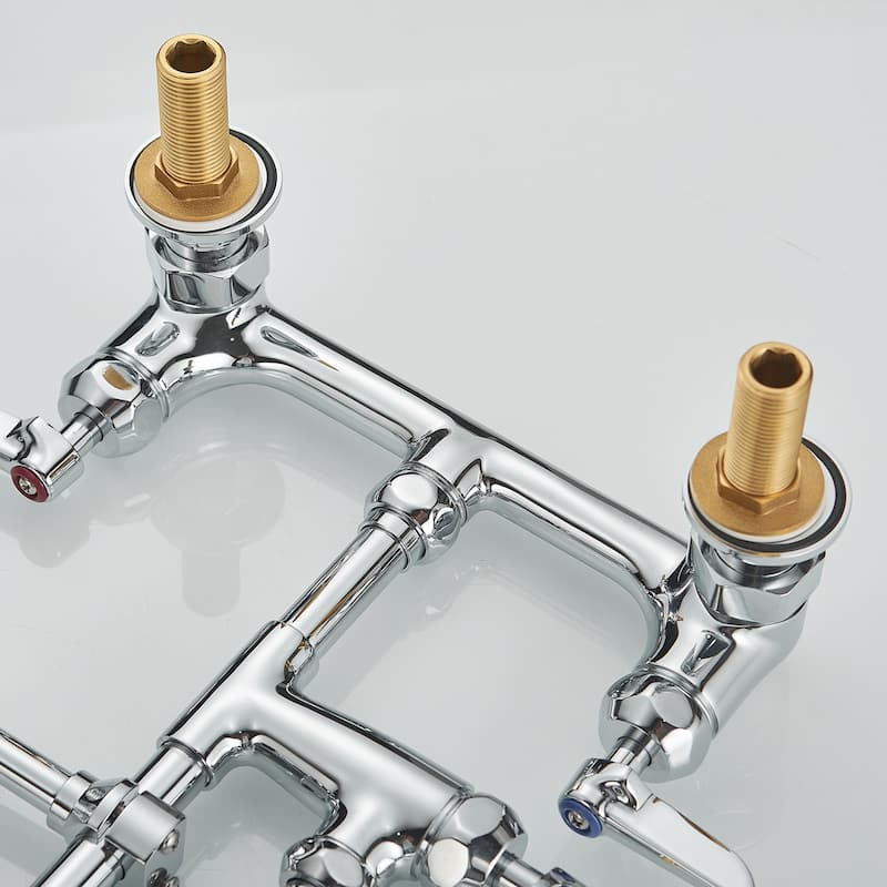 26 Inch Modern Commercial Brushed Nickel Kitchen Faucet with Pre-Rinse Sprayer - 8 In. W X 25 In. H X 8 In. D