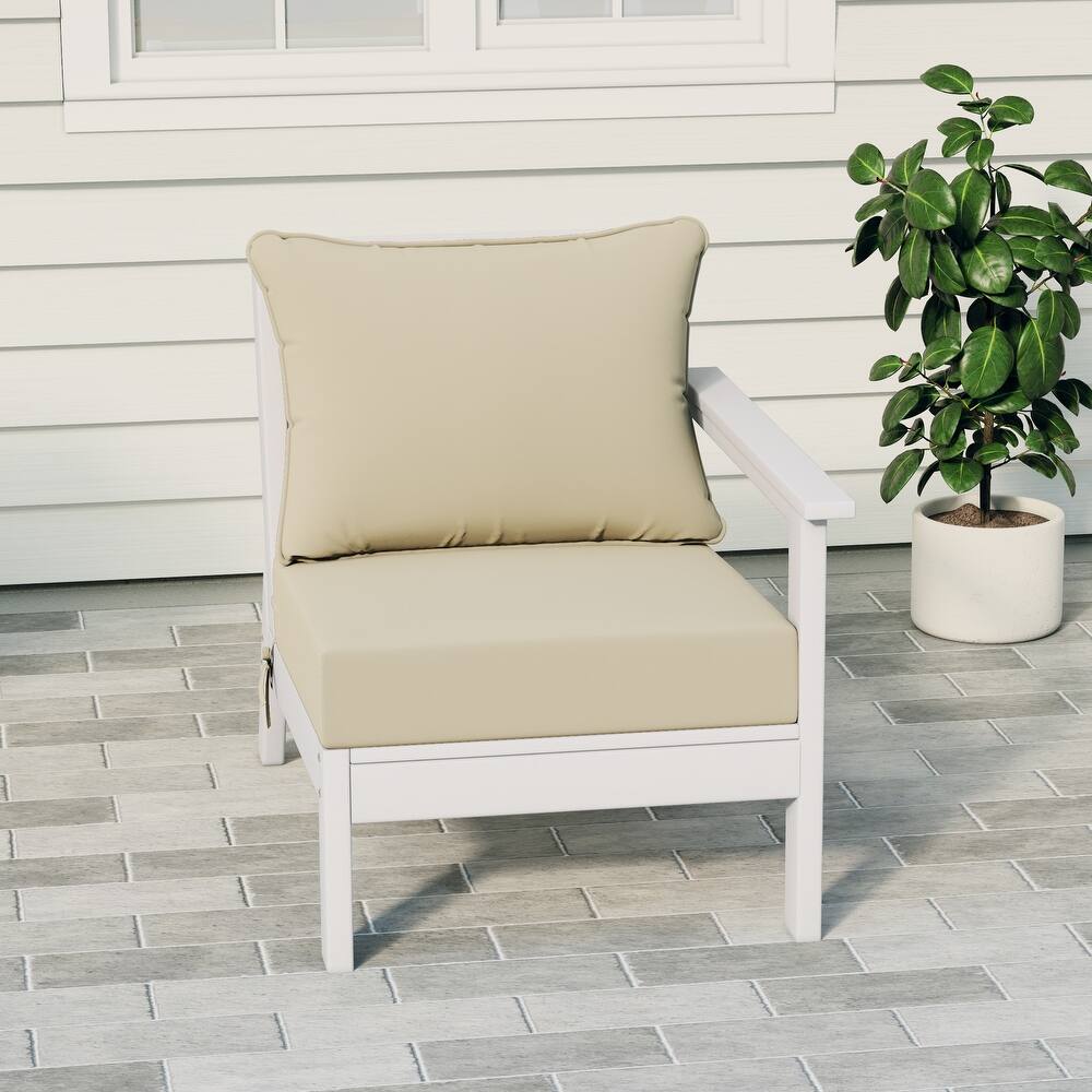 Birchwood All Weather HDPE Outdoor Patio Deep Seating White Right Arm Facing Chair With Cushions (1-Piece)
