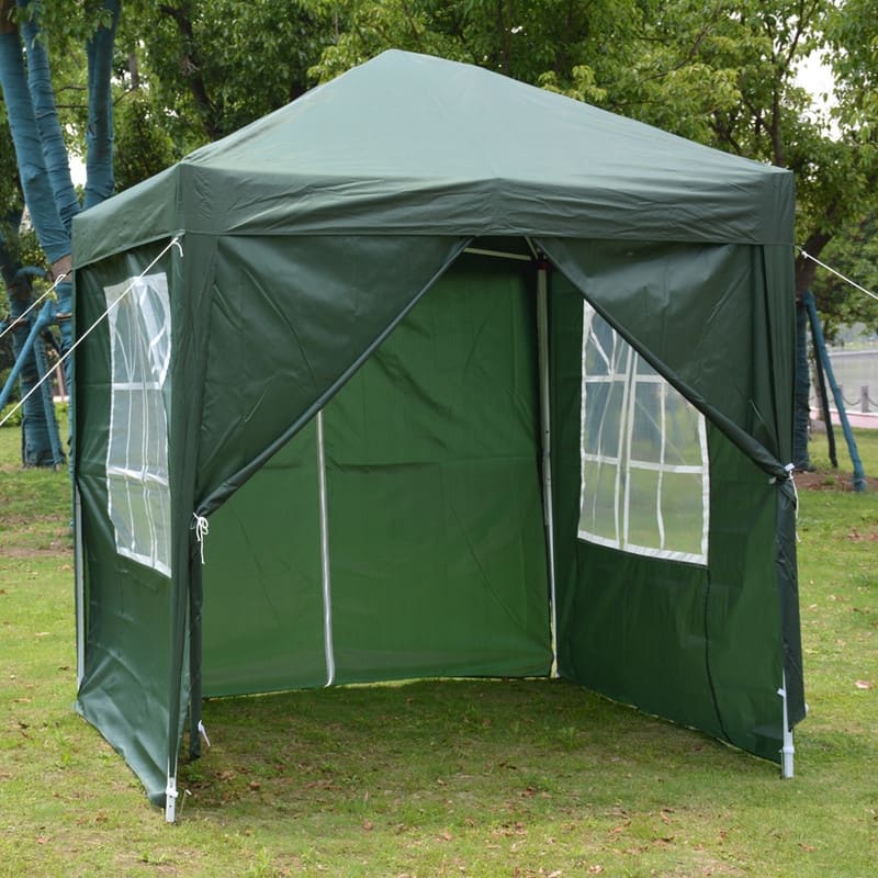 6.5x6.5FT Two Doors & Two Windows Practical Waterproof Right-Angle Folding Tent Green Blue - Green