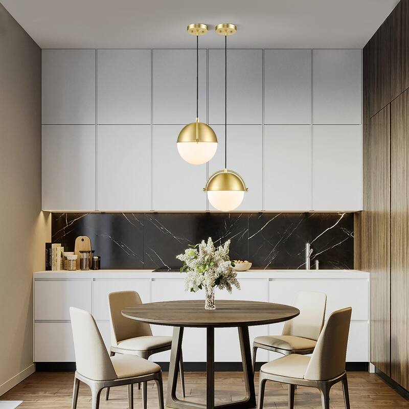 Light Society Sara Pendant Light - Brushed Brass/White