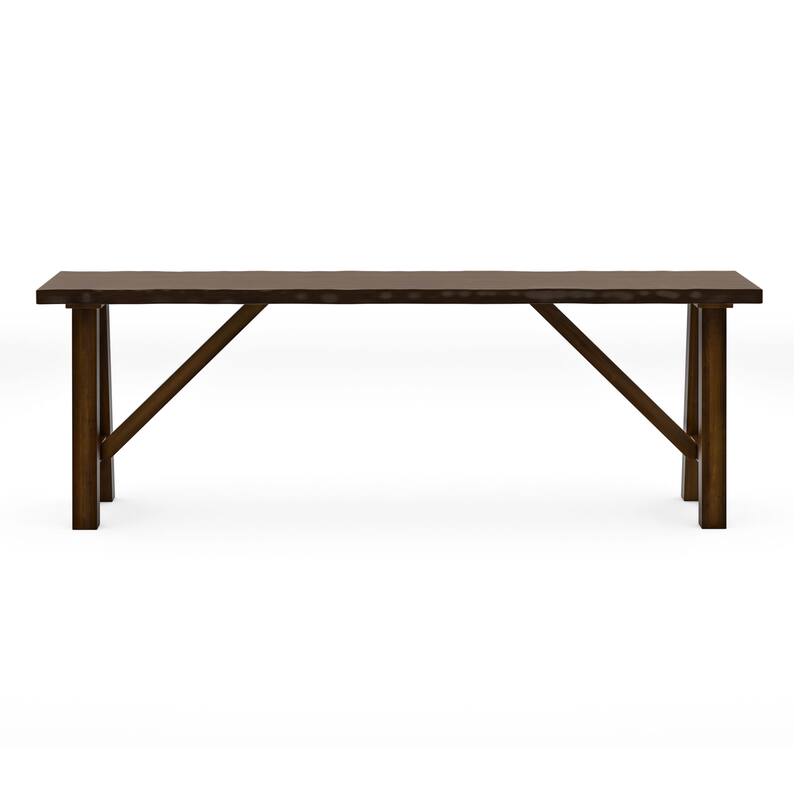 Leesie Rustic Farmhouse Live Edge Brown Wood Bench by Furniture of America