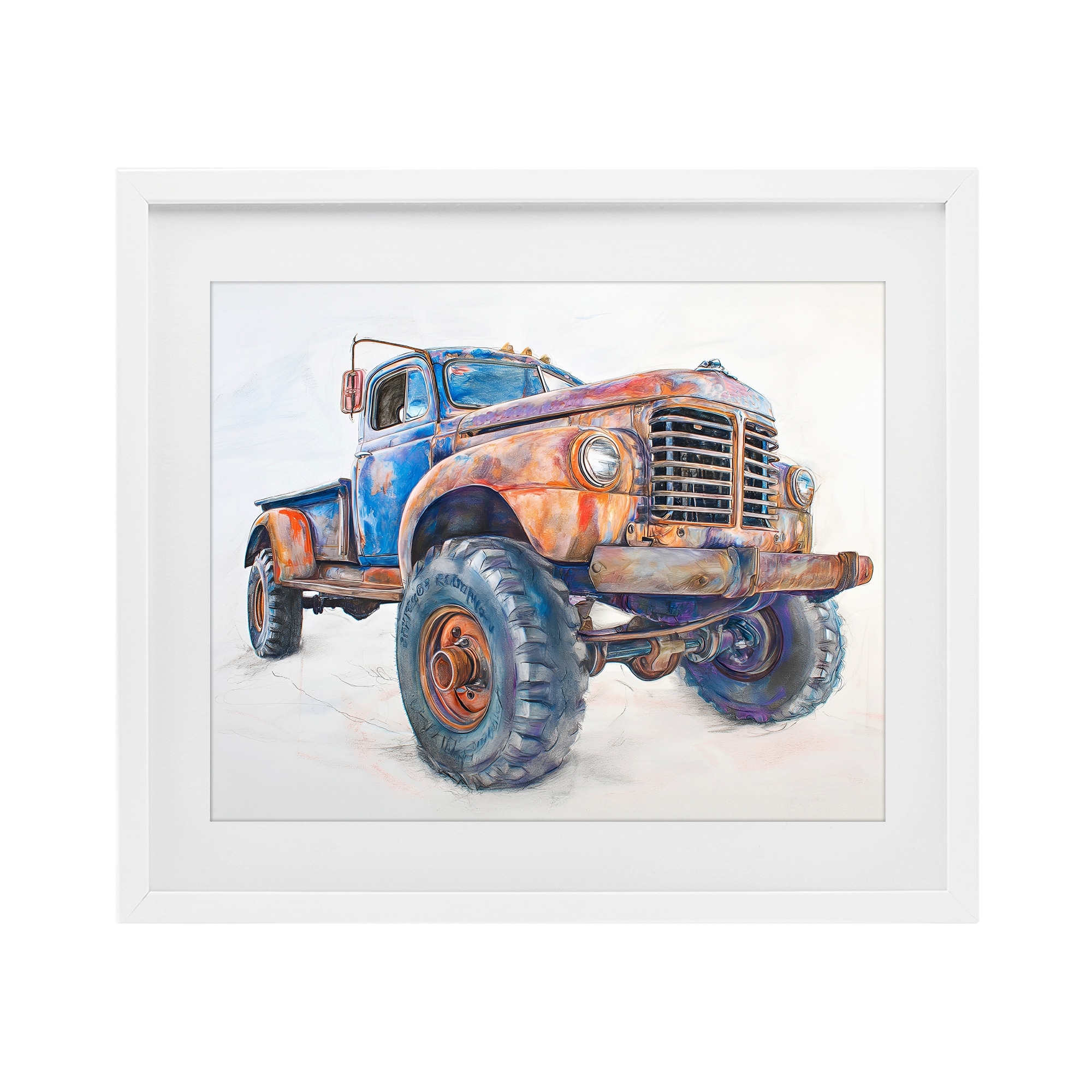 Stupell Old Rustic Truck Illustration Under Glass Framed Design By Steve Hunziker