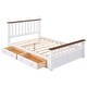 preview thumbnail 13 of 24, Full Wood Platform Bed with Drawers - Classic Design with Wooden Slats White