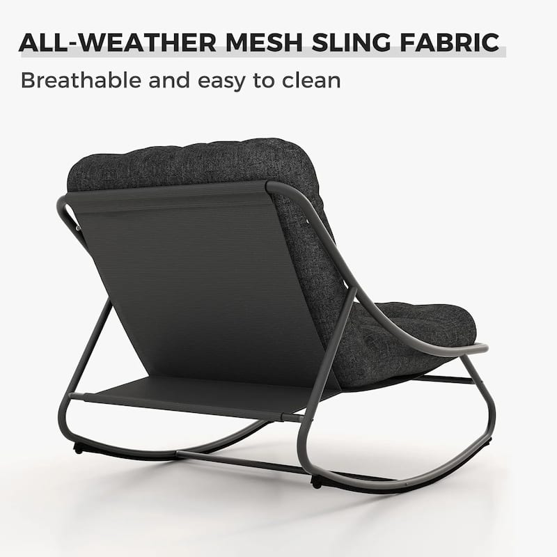 Indoor &Outdoor Oversized Rocking Chair, Comfy Reading Chairs Set with Padded Cushion for Movie Watching, Leisure,Relaxing
