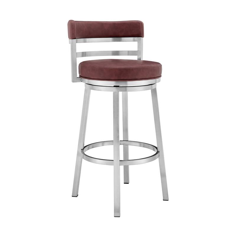 Madrid Modern Swivel Bar Stool, Upholstered Counter Height Chair with Metal Frame