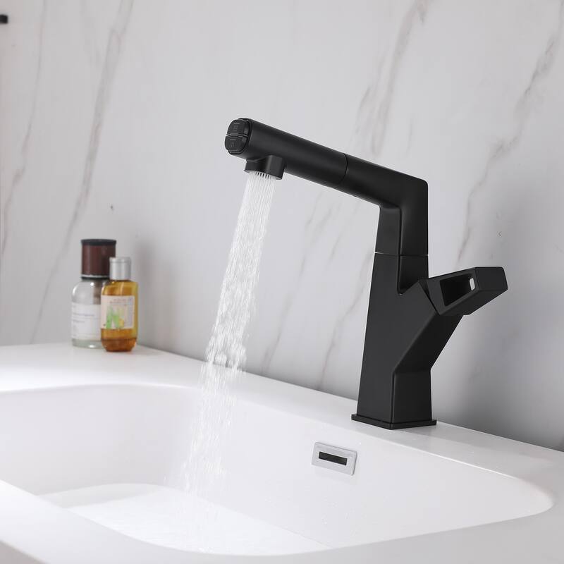 Single Handle Bathroom Faucet with Pull Out Sprayer Single Hole Bathroom Sink Faucets Modern Basin Vanity Taps