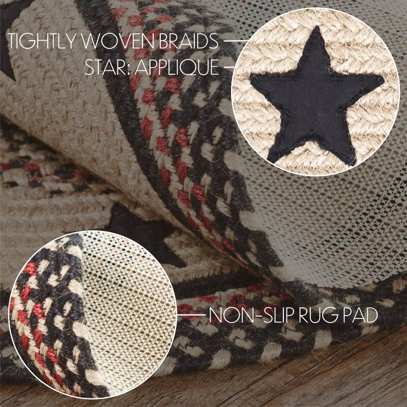 Colonial Star Jute Rug Oval w/ Pad 27x48 - 27" x 48" Oval
