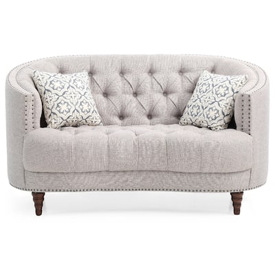 Flared Arm Straight Sofa with Throw Pillows - 63" - Light Gray