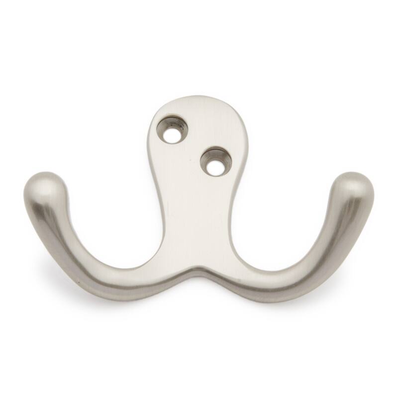 RK International 2-7/8 Inch Wide Double Coat and Hat Hook - Satin Nickel