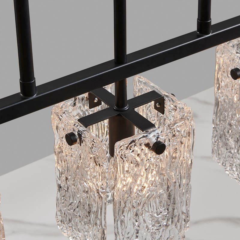 KAWOTI 5-light Linear Kitchen Island Pendant with Glam Glass Panels - L 38.25" * W 5" * H 24.65"