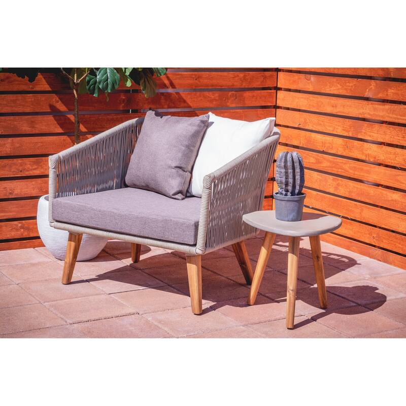 Gray Concrete Resin Modern Outdoor Dining and Accent Table Collection - Accent Table - 16"W, 16"H