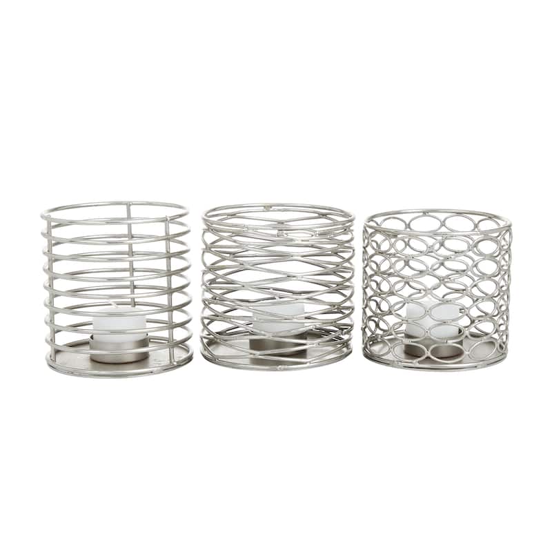Metal Candle Lantern - Set of 3 Silver - Roche River Decor - Silver