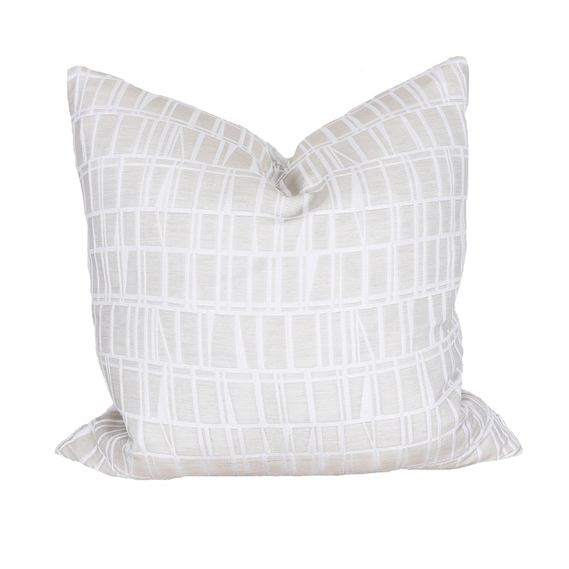 HomeRoots 20" X 20" White and Gray Geometric Polyester Zippered Pillow