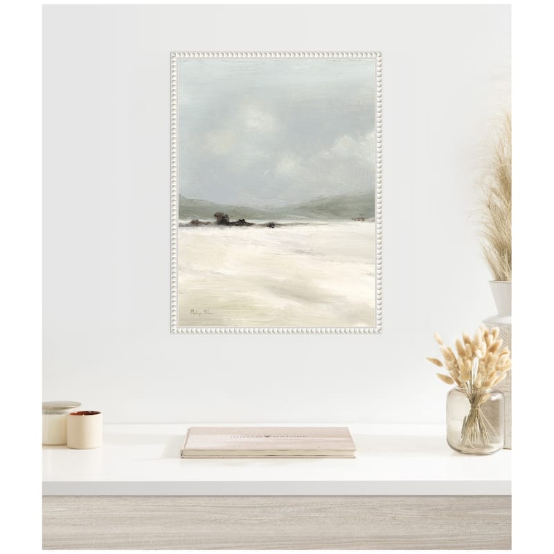 Kate and Laurel Sylvie Beaded December Mist 1 Framed Canvas by Mackenzie Nelson