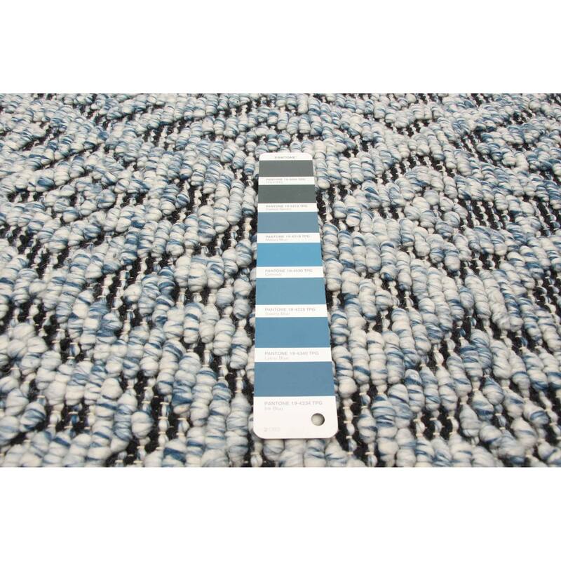 ECARPETGALLERY Braid weave Sienna Blue Wool Rug - 5'3 x 7'3