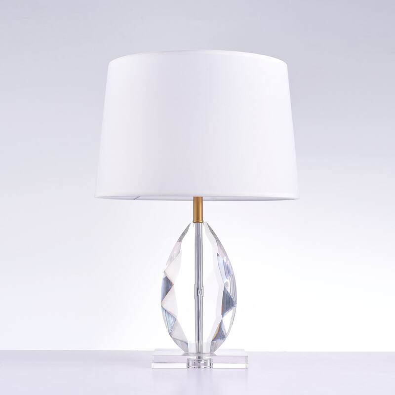 Pasargad Home Regal Collection Metal and Crystal Table Lamp Lights - W15.7"XD15.7"XH23.3" - White