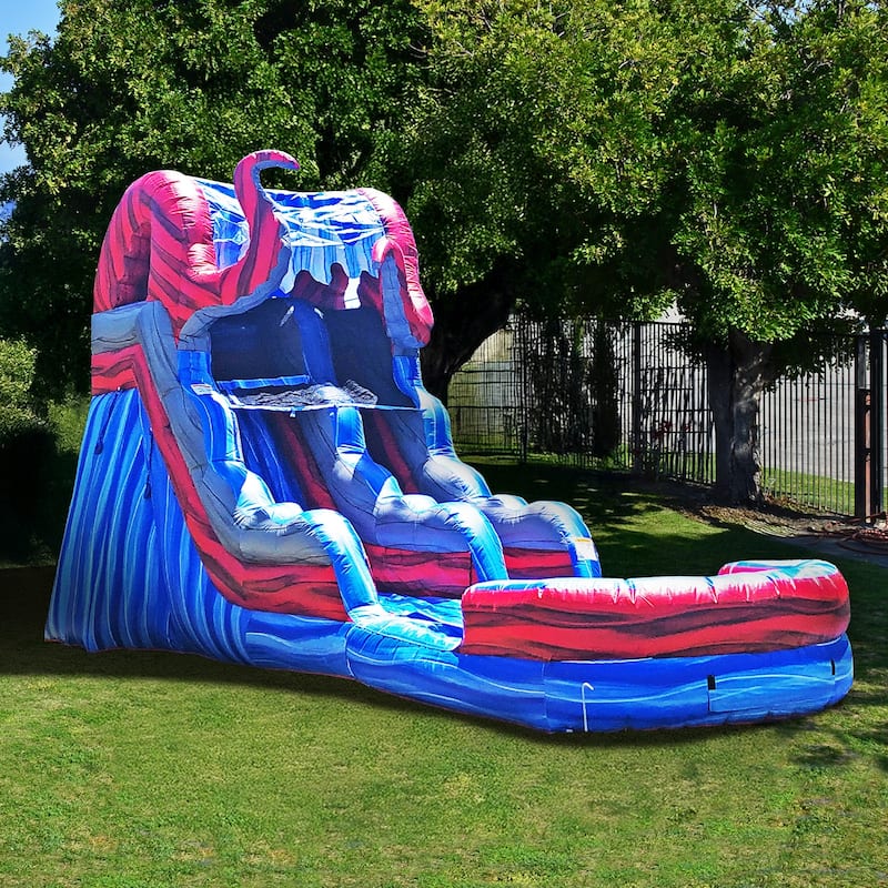 JumpOrange 15 FT Ocean Battle Commercial Grade Inflatable Water Slide with Pool (with Blower)