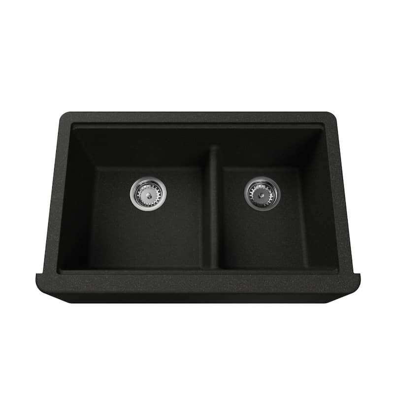 Self-Trimming Quartz Composite 33" Farmhouse Double Bowl Kitchen Sink