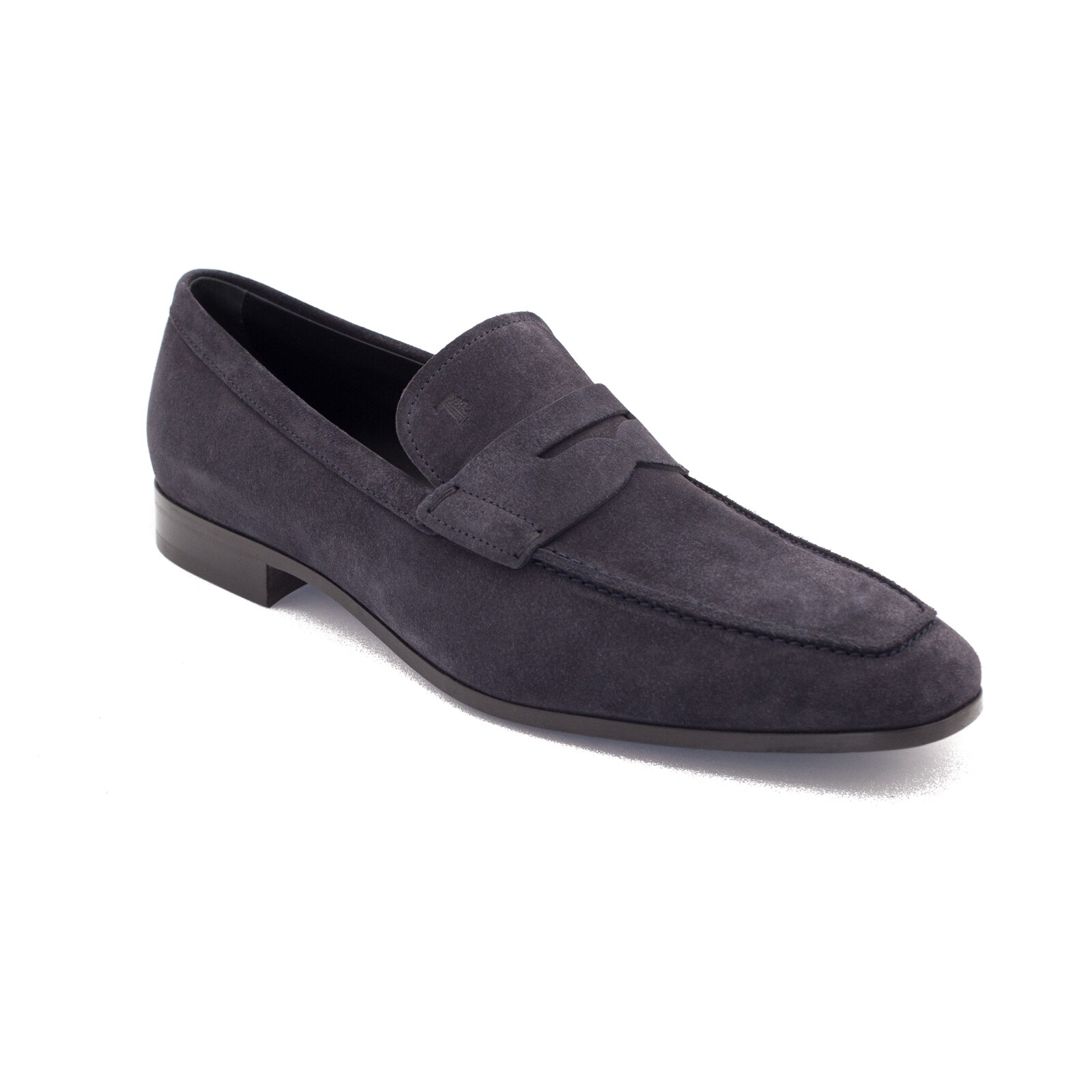 mens blue suede penny loafers