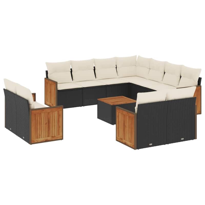 vidaXL Patio Sofa Set with Cushions Outdoor Conversation Furniture Poly Rattan