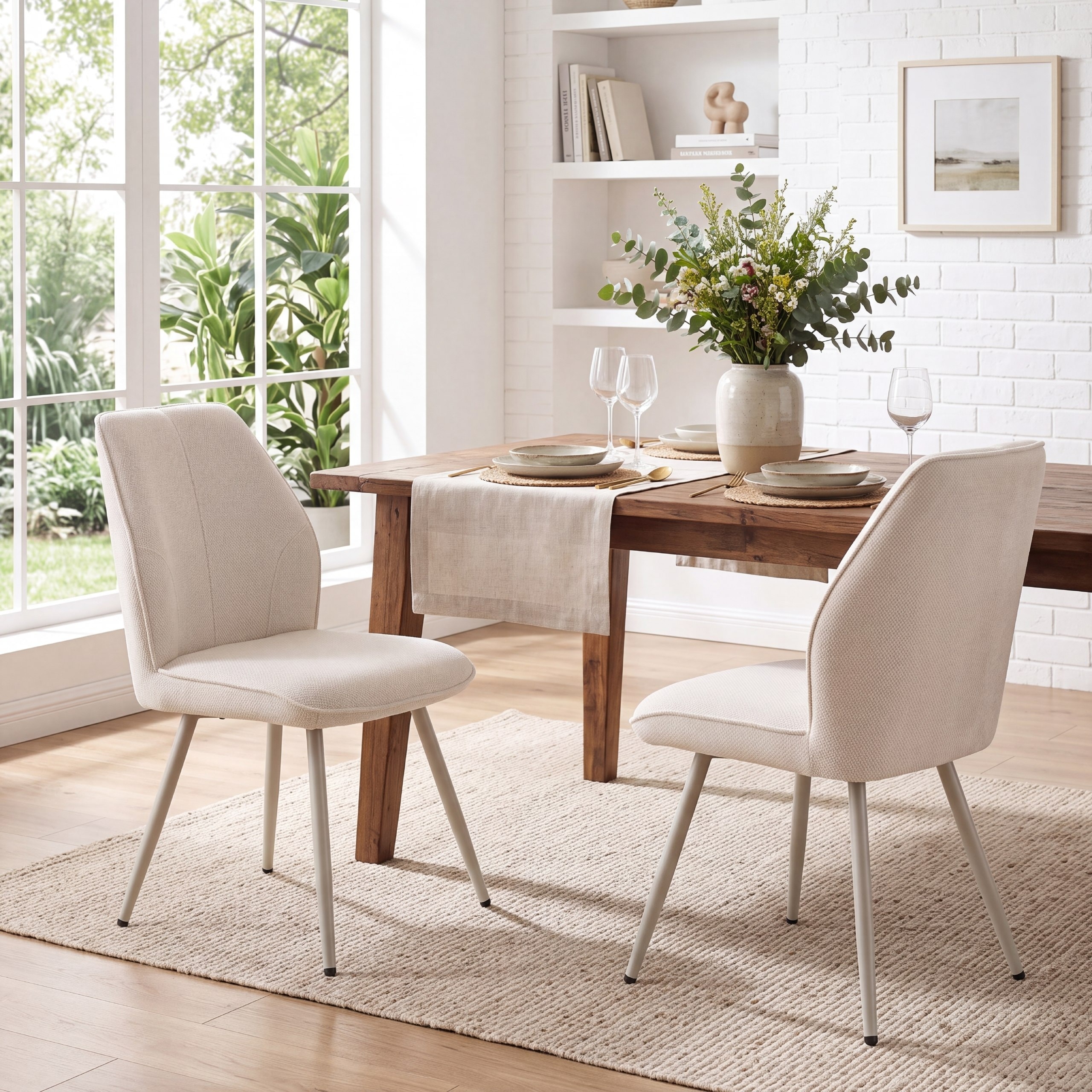 Fabric Dining Chairs Set of 2 Mid Century Modern Upholstery Kitchen & Dining Room Chairs