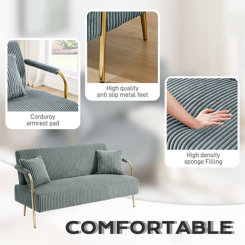 Ouyessir Upholstered Loveseat, Tufted Back Couch, Accent Armchair with 2 Pillows
