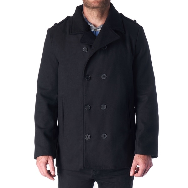 Hammer Anvil Bryce Mens Wool Blend Double Breasted Peacoat - Black. Opens flyout.