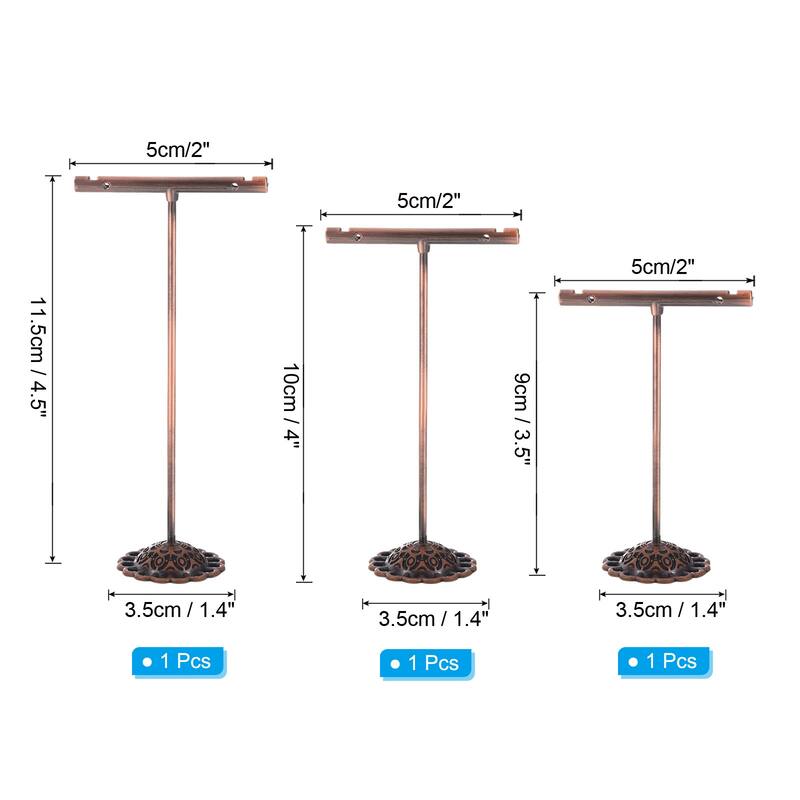 Earring Holder, 3pcs Earring Stand Earring Display Stands Organizer T Bar - Bronze