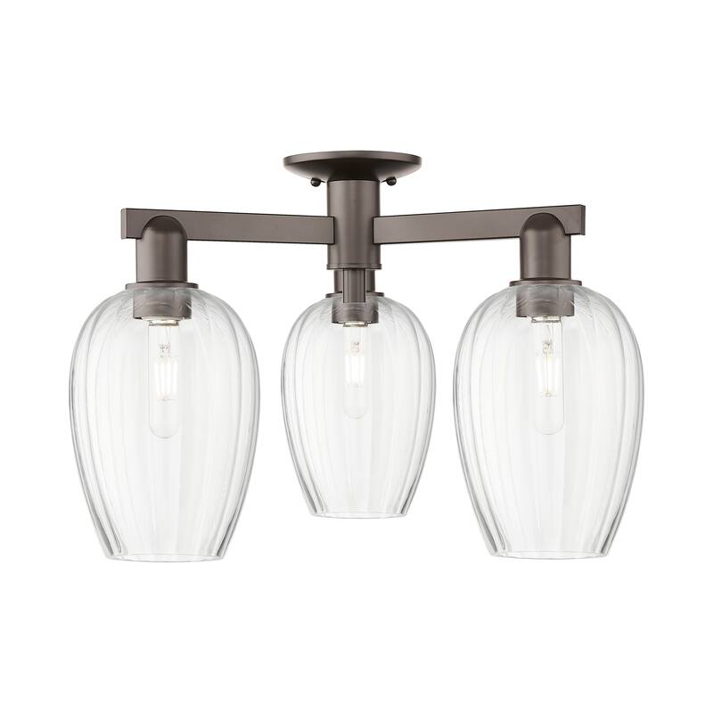 Innovations Lighting Downtown Urban - Preston - 3 Light 24" Flute Shade Semi-Flush Mount