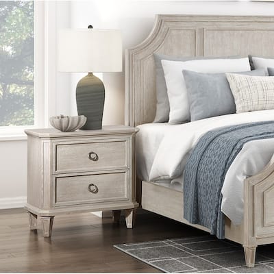 Mid-Century Modern Farmhouse Nightstand, Bedroom Bedside Storage Cabinet, Wooden Living Room Side Table with 2 Drawers