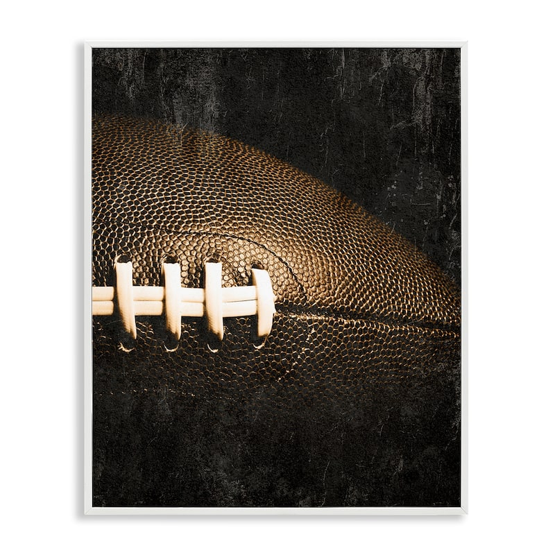 Stupell Rustic Football Close Up Framed Giclee Art Design By Kim Allen - 16 x 20 - White