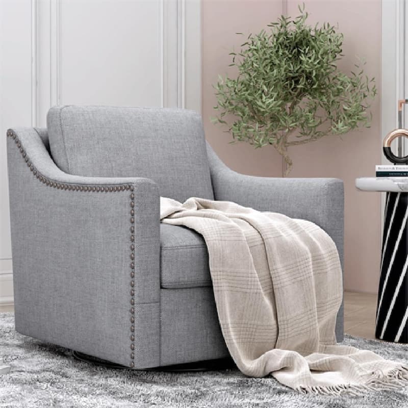 360° Swivel Armchair in Cotton Linen Fabric