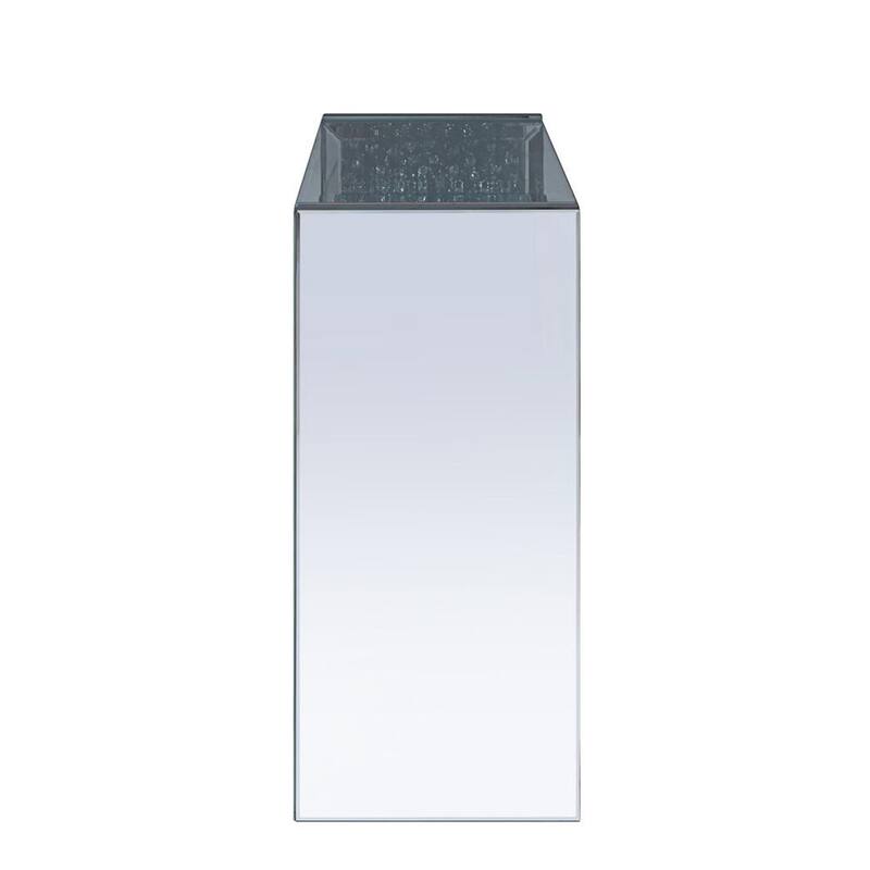 Wood and Mirror Sofa Table with Studded Faux Crystals, Clear