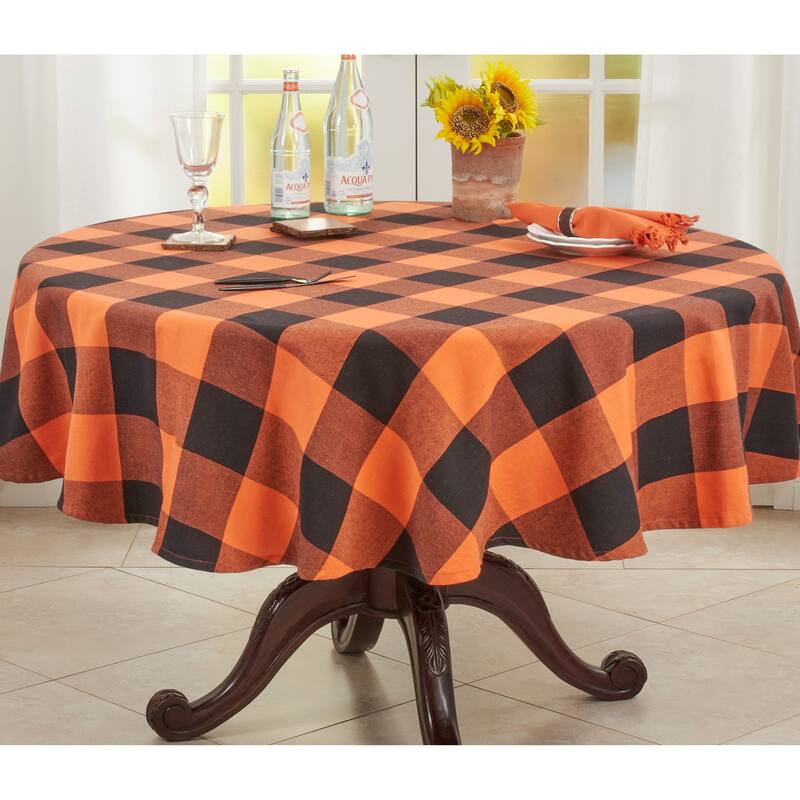 Tablecloth With Buffalo Plaid Design - 72"x72"