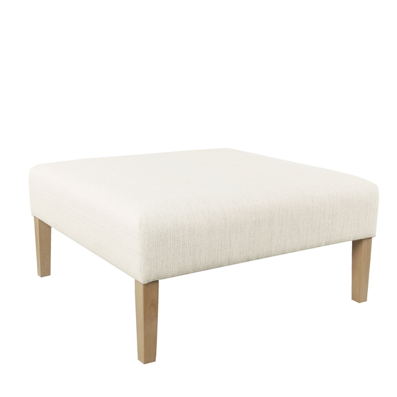 HomePop Square Coffee Table Ottoman – Stain-Resistant Cream Woven