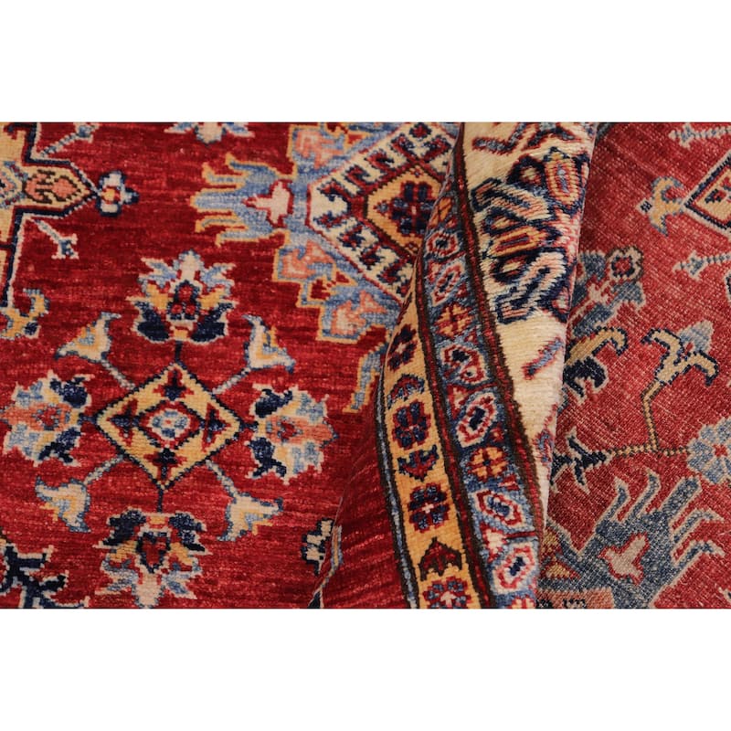 Tribal Super Kazak Finnegan Red/Beige Hand Knotted Wool Rug - 5'7'' x 8'9''