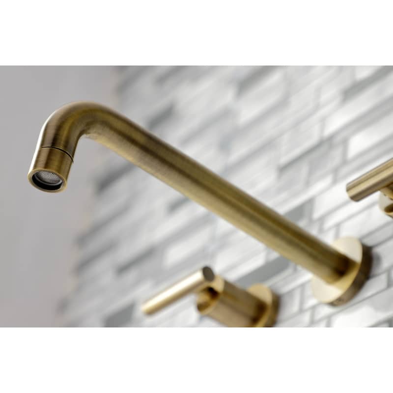 Manhattan 3-Hole Wall Mount Roman Tub Faucet in Brushed Brass