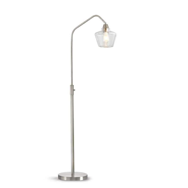 Midtown One Light Glass Shade 66"H Dimmable LED Floor Lamp with Vintage LED Bulb - Brushed Nickel/Clear Glass