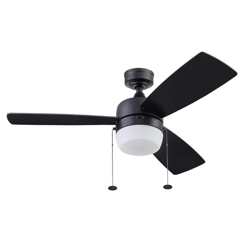 44" Honeywell Barcadero Matte Black Contemporary Indoor LED Ceiling Fan with Light, Pull Chain