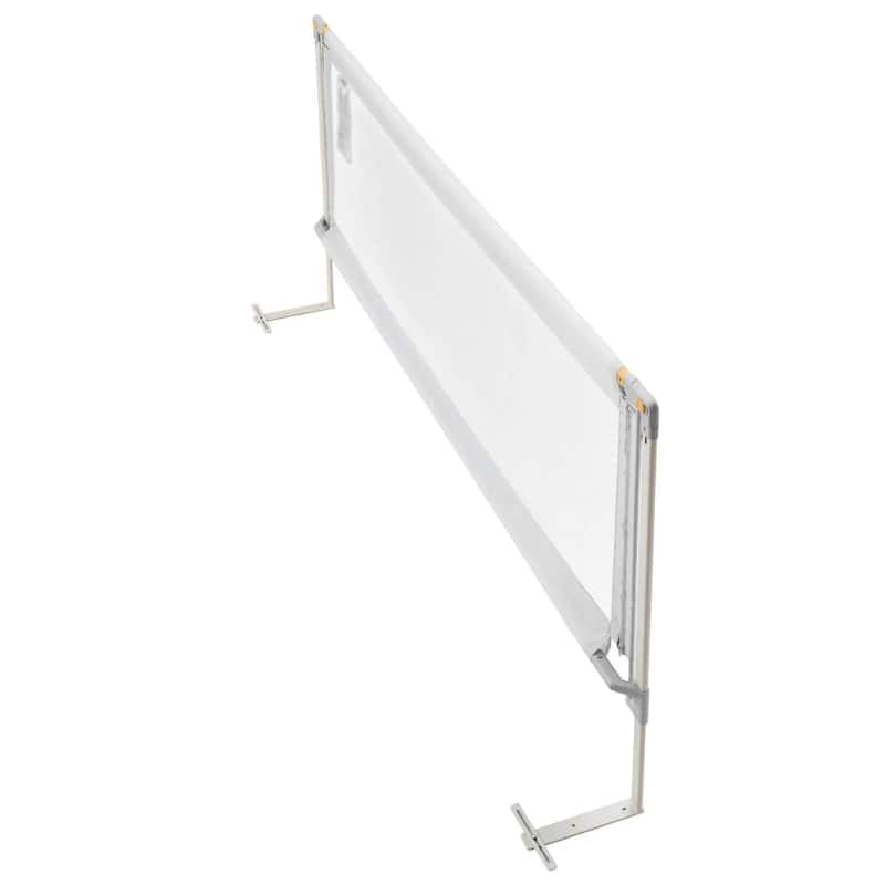 Grey Steel Oxford Fabric Kids Bed Rails with Mesh Adjustable Height for Everyday Use