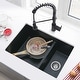 preview thumbnail 1 of 19, STYLISH 27 inches L x 18 inches W Double Bowl 60/40 Dual Mount Composite Granite Kitchen Sink - 27" x 18" x 9.5" Black