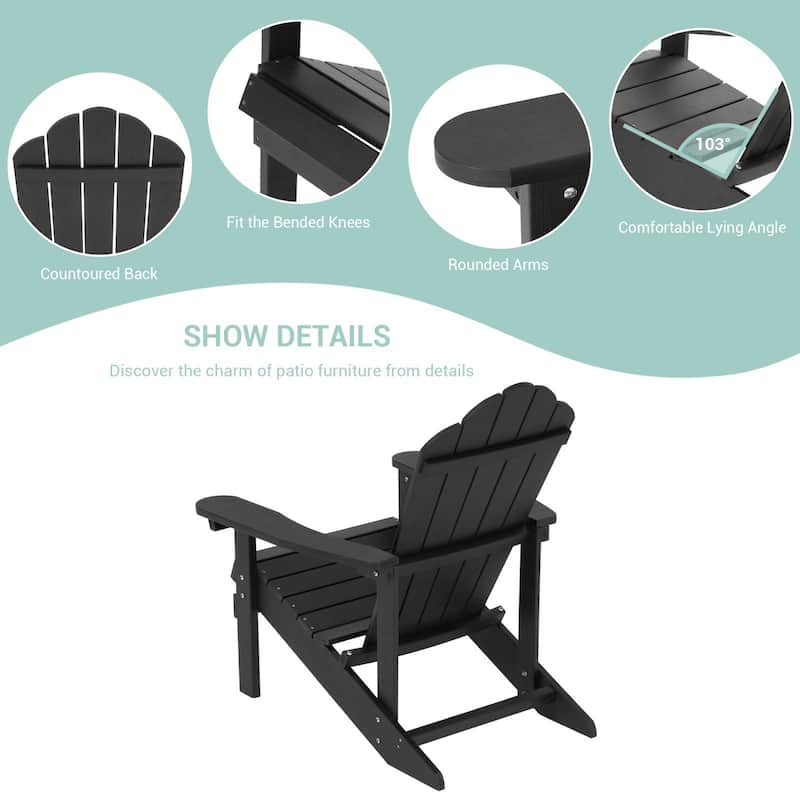 BONOSUKI Outdoor Faux Wood HIPS Patio Adirondack Chair