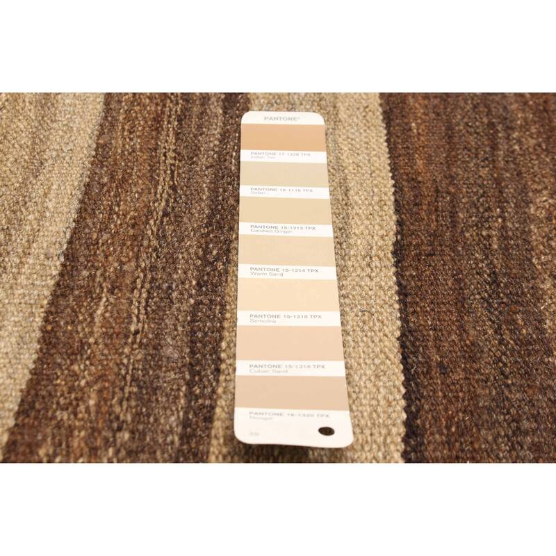 ECARPETGALLERY Flat-Weave Boho Khaki Wool Kilim - 4'11 x 6'8