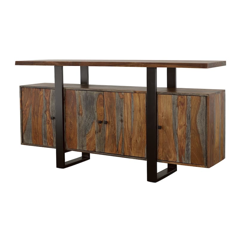 Ditman 4-Door Solid Wood Sideboard Buffet Grey Sheesham