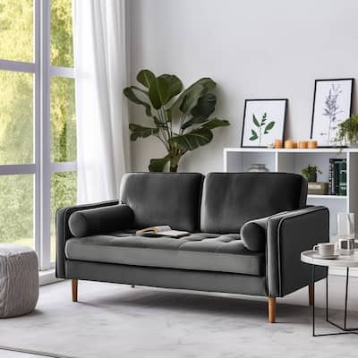 Banavos 58'' Velvet Square Arm Loveseat