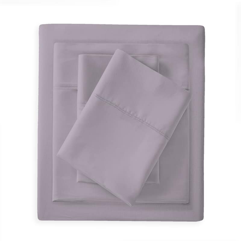 Purity Home 300TC Organic 100% Cotton Cool Crisp Percale Sheet Set - Purple - Twin